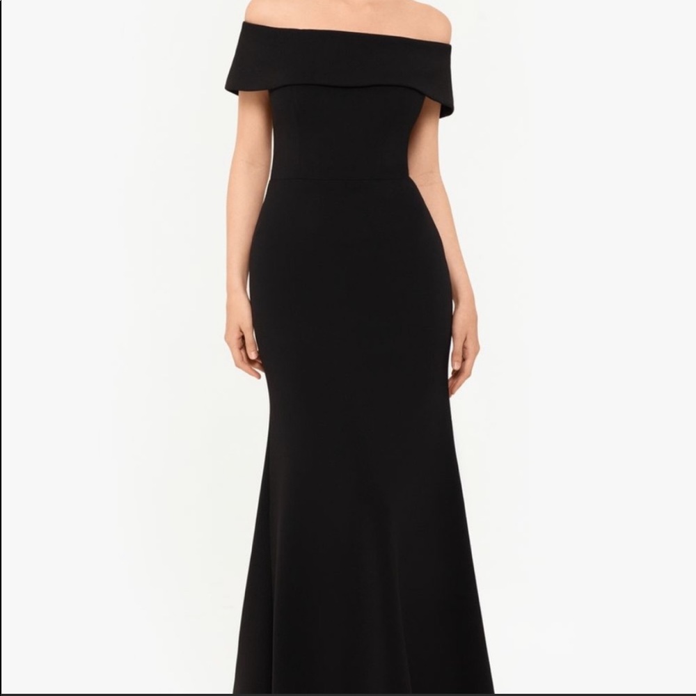 Betsy & Adam Off-the-Shoulder Black Dress